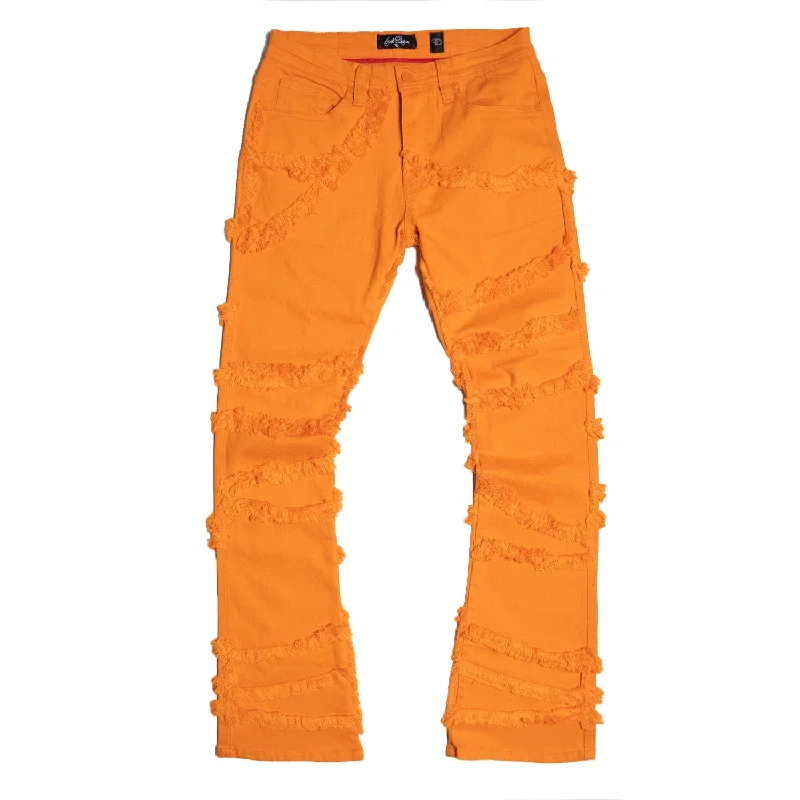 Wide Leg Jeans for Comfort -F1705 Leon 36" Stack Jeans - Orange