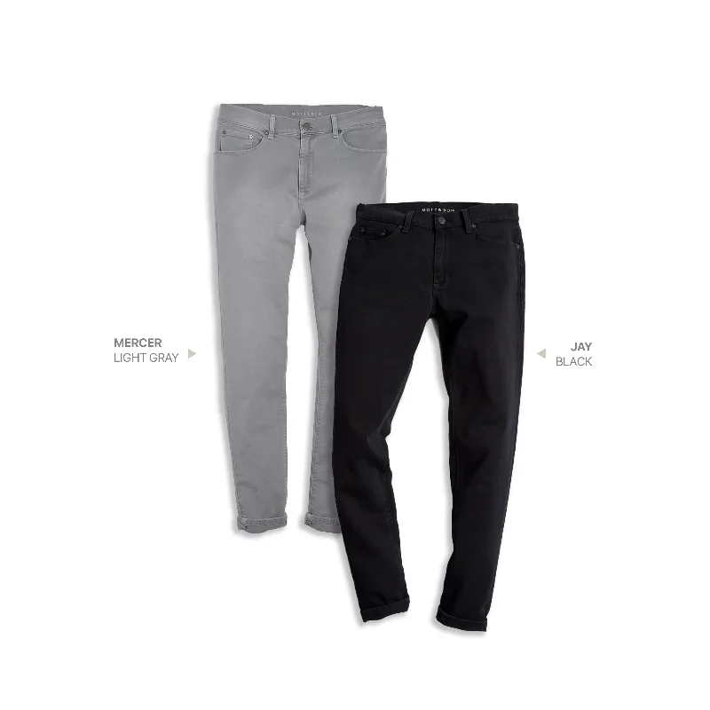 Skinny Jeans for Slim Fit -Slim Mercer Light Gray and Slim Jay Black 2-pack Jeans