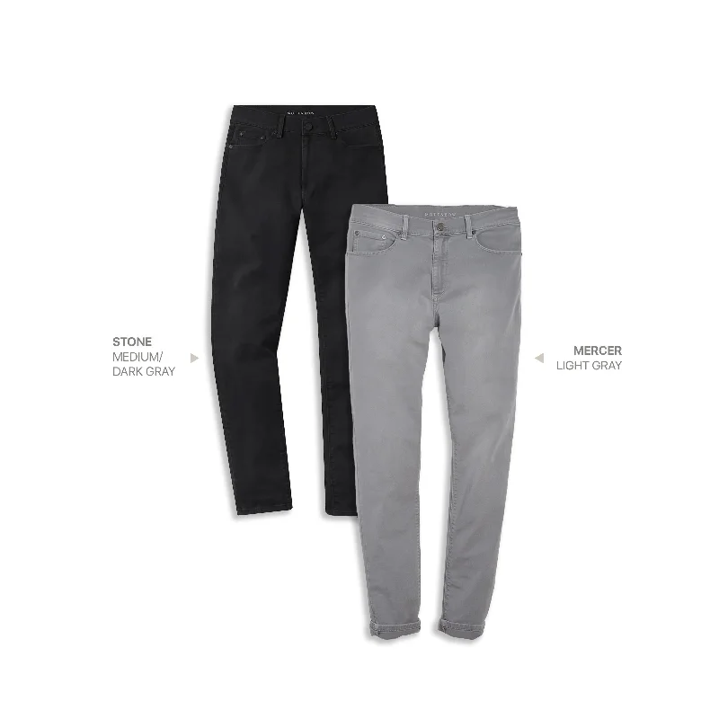 Flare Jeans for Retro Vibe -Slim Stone Medium/Dark Gray and Slim Mercer Light Gray 2-pack Jeans