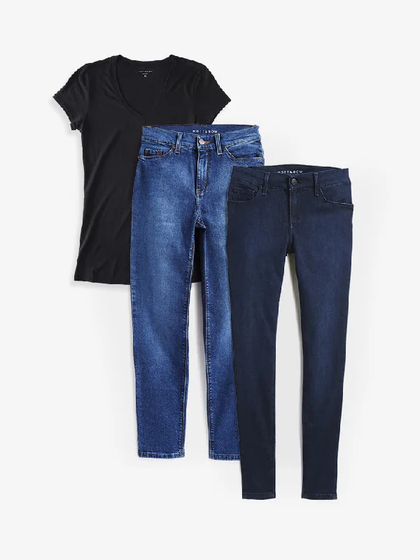 Casual Friday Jeans for Relaxed -Set 01: 2 pair of Jeans + 1 Marcy Tee