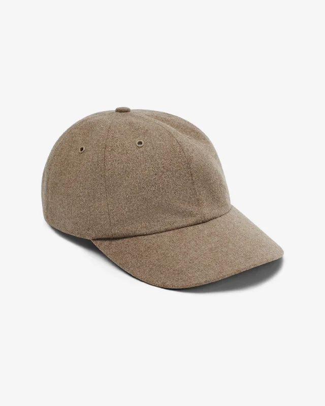 Premium leather cap with stitched logo detail -Wool 6-Panel