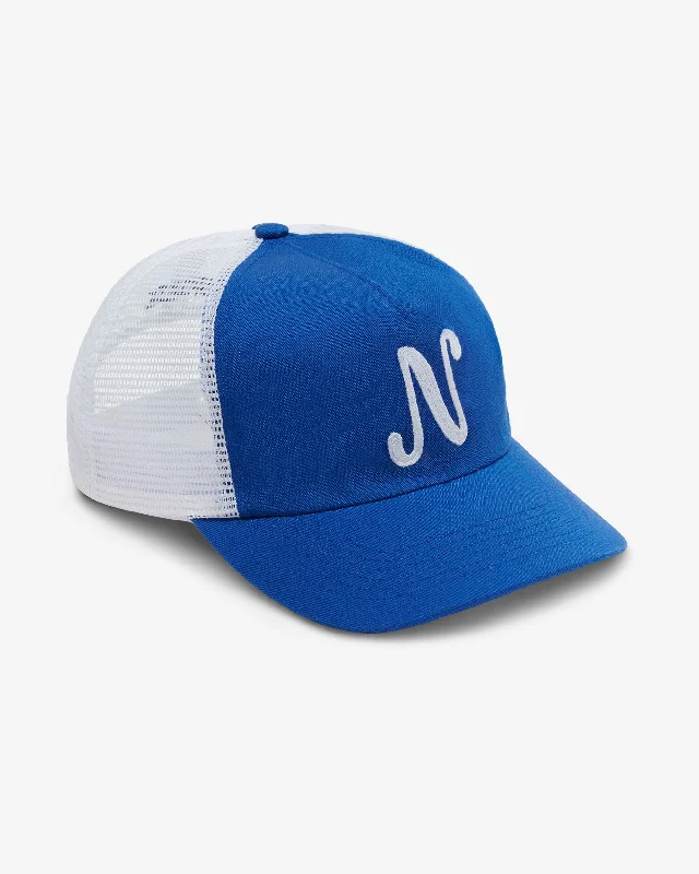 Embroidered cap with custom team initials -Chainstitch Trucker