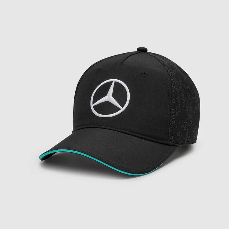 Adjustable trucker cap for outdoor summer fun -Mercedes AMG Petronas F1 2024 Kids Team Baseball Hat - Black