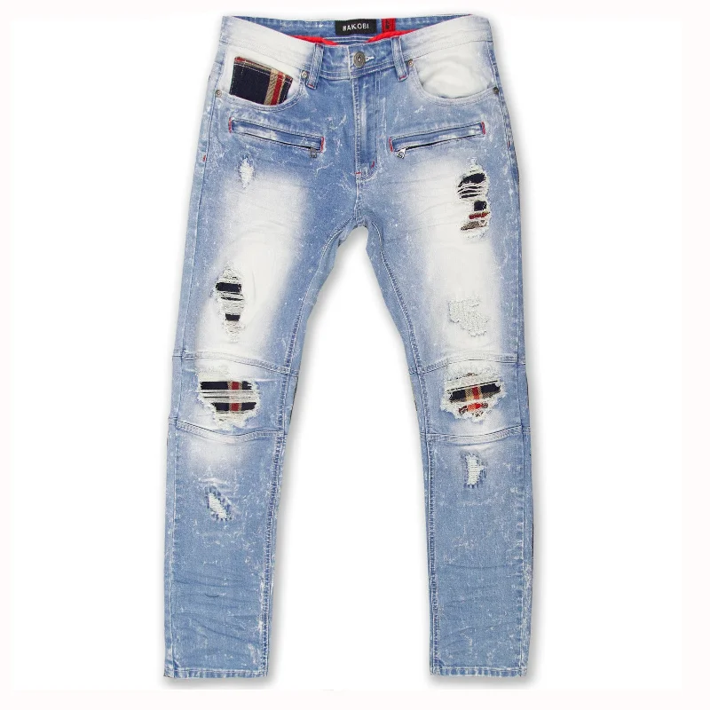 Anniversary Jeans for Special -M1768 Makobi Malachy Jeans w/ Contrast Underlay - Light Wash/Navy