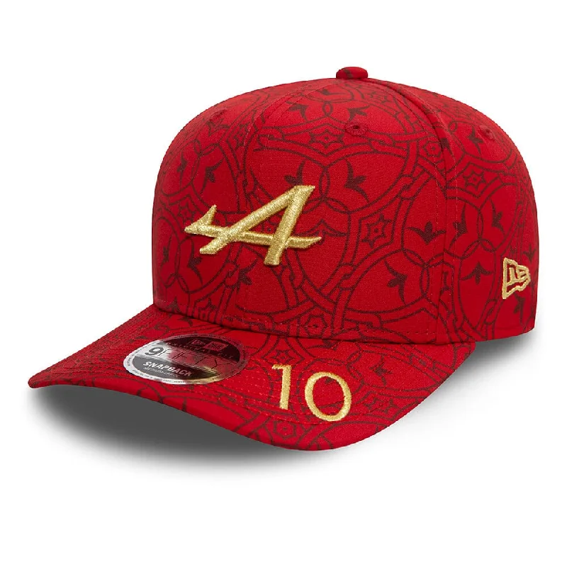 Sports cap with moisture-wicking fabric tech -Alpine Racing F1 2024 New Era 9Fifty Special Edition Pierre Gasly China GP Team Hat - Red