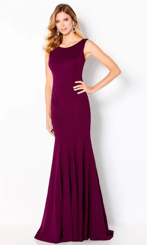 Plus size dresses in soft fabrics feel cozy -Cameron Blake - 220635 Sleeveless Buttons Down Back Gown