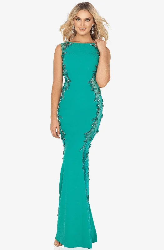 Plus size dresses featuring ombre effects look artsy -Terani Couture - 2017E2304 Bateau Embellished Sheath Dress