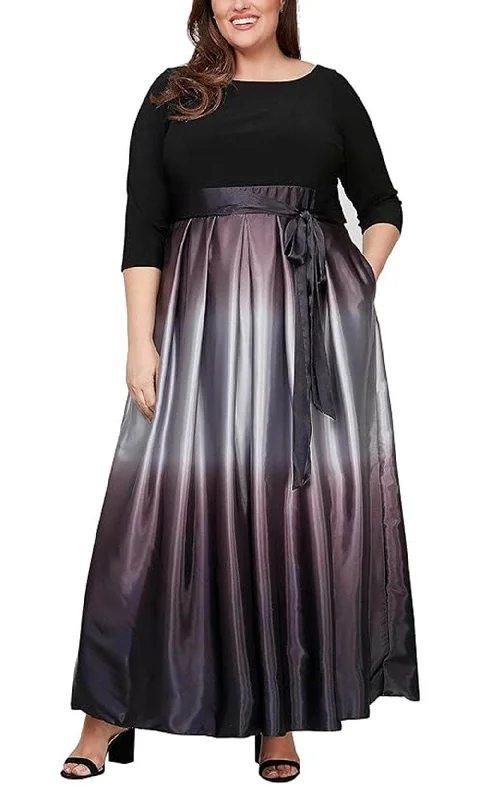 Plus size dresses for casual Fridays stay relaxed -SLNY 9451111 - Ombre Quarter Sleeve A-Line Dress