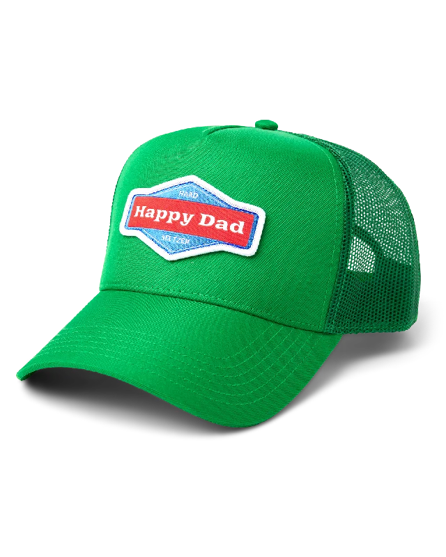 Waterproof cap for rainy day protection -Happy Dad Trucker Hat (Green)