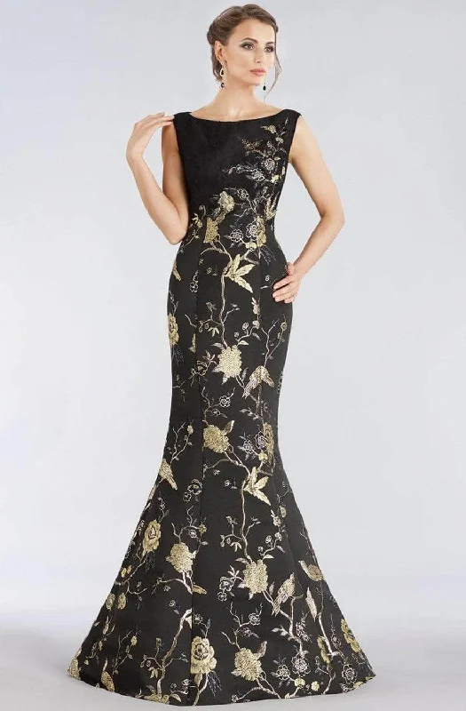 Plus size dresses with fitted bodices shape beautifully -Feriani Couture 18954 - Floral Embroidered Evening Dress