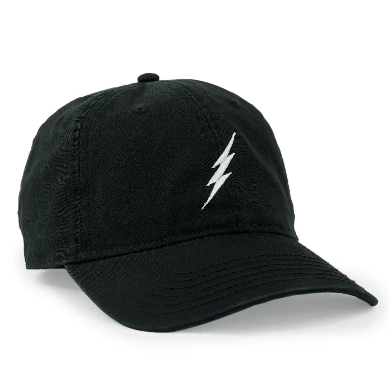 Wool trucker cap for warm stylish wear -Black Bolt Dad Hat