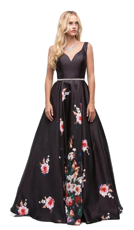 Plus size dresses for outdoor events stay comfy -Dancing Queen 9920 - Floral A-Line Prom Dress