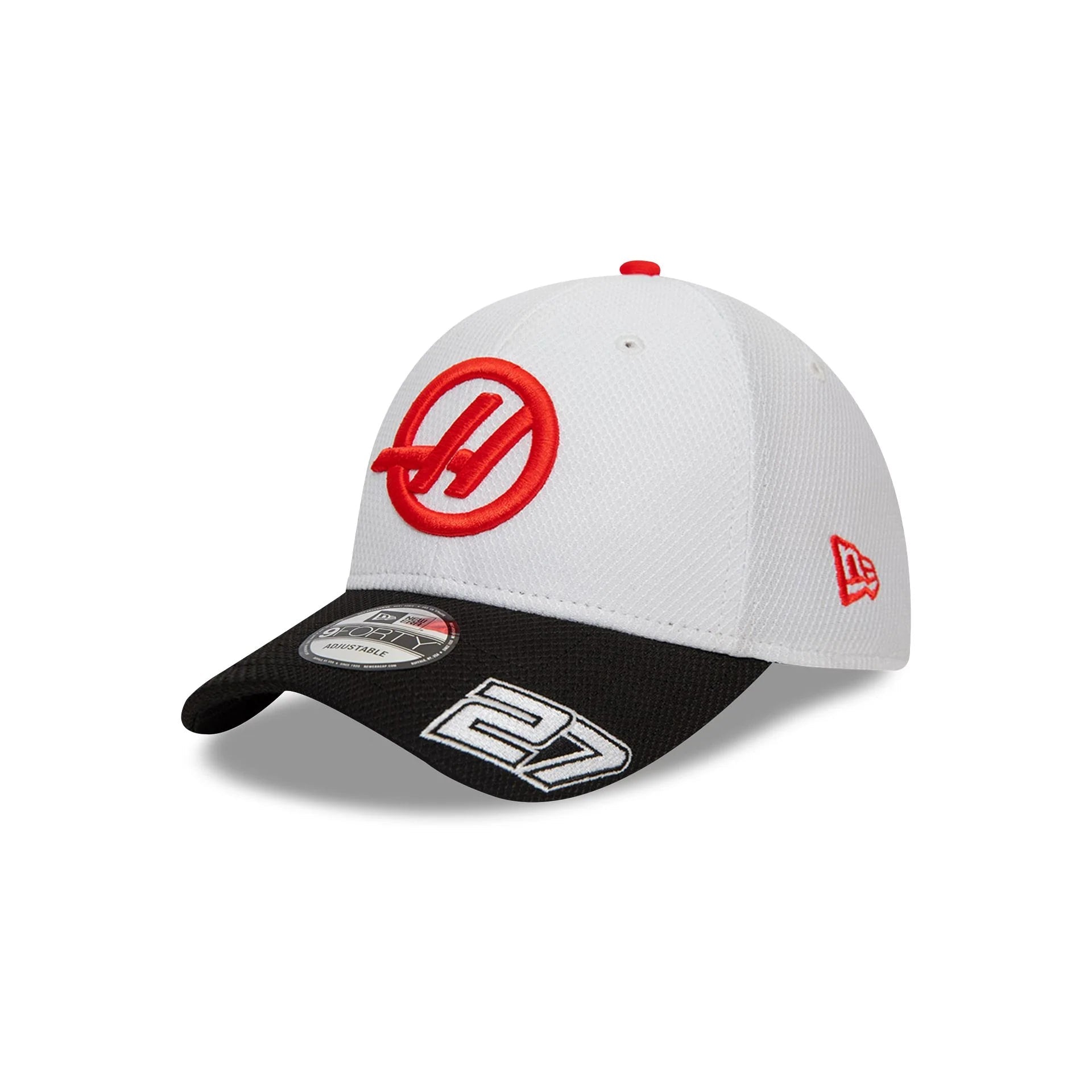 Sports fan cap with bold team colors -Haas Racing F1 New Era 9Forty 2024 Nico Hulkenburg Team Baseball Hat - White