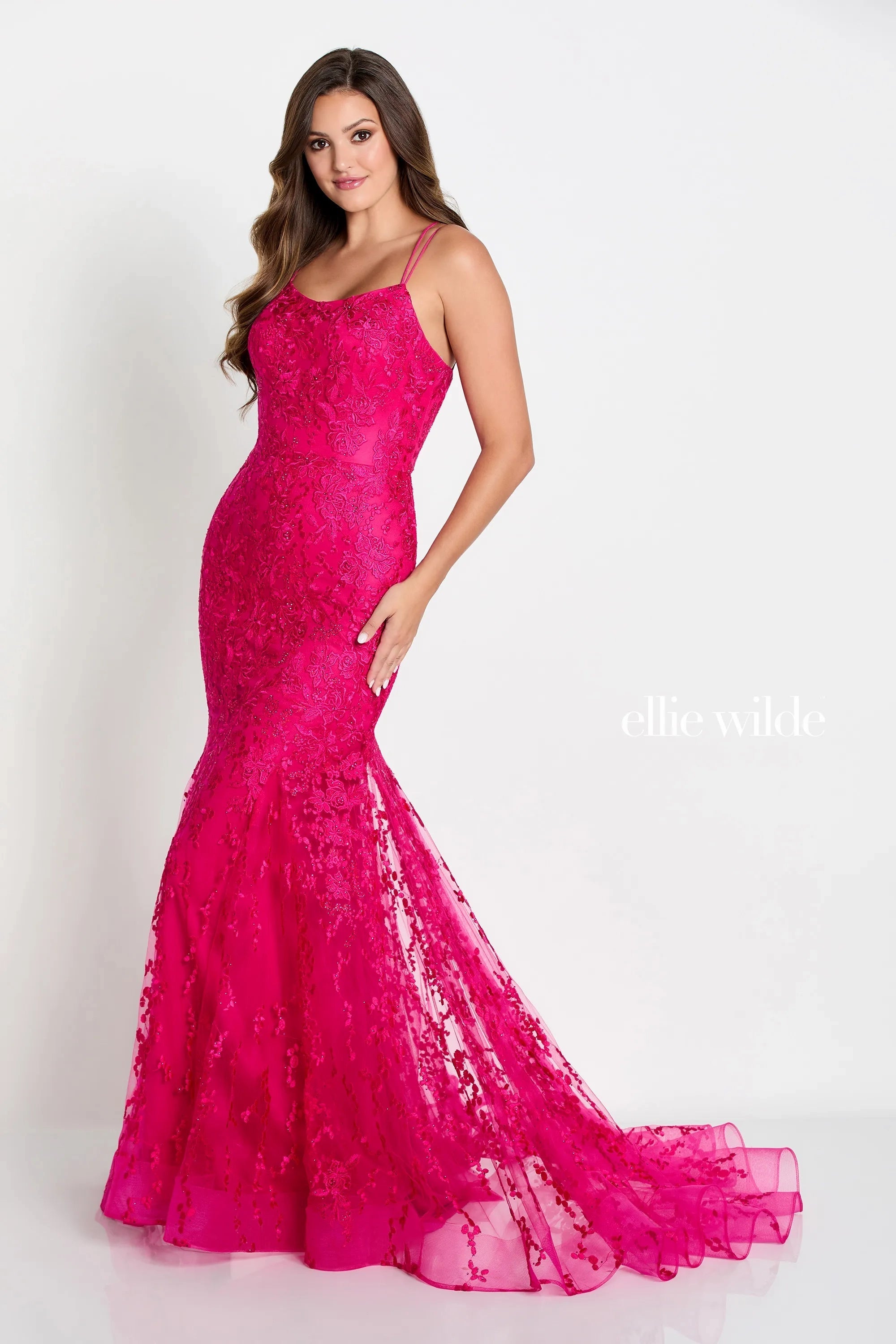 Plus size dresses for bold outfits match well -Ellie Wilde EW122032 - Scoop Embroidered Prom Gown