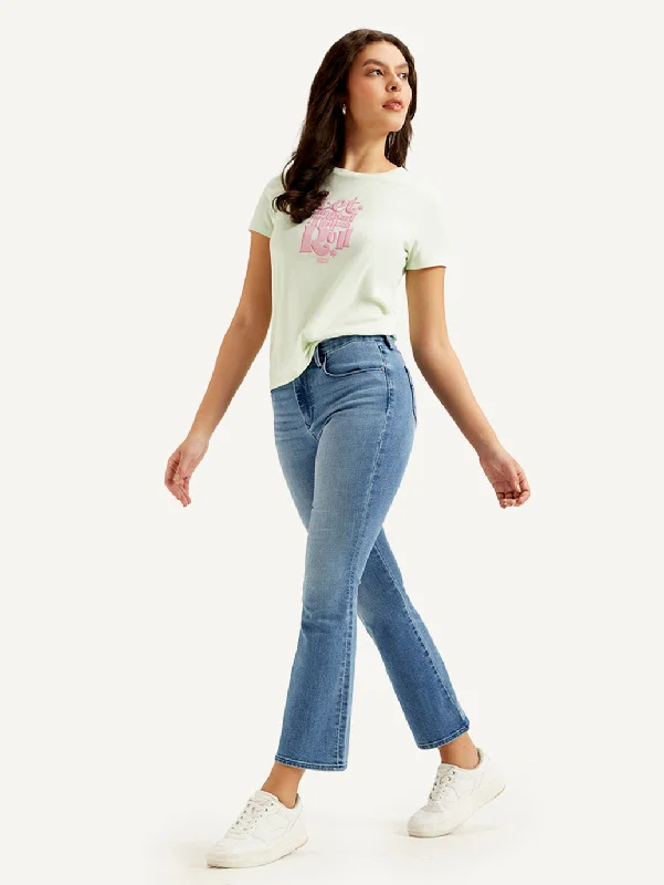 Dance Jeans for Movement -Women's Mid Rise Flared Blue Jeans