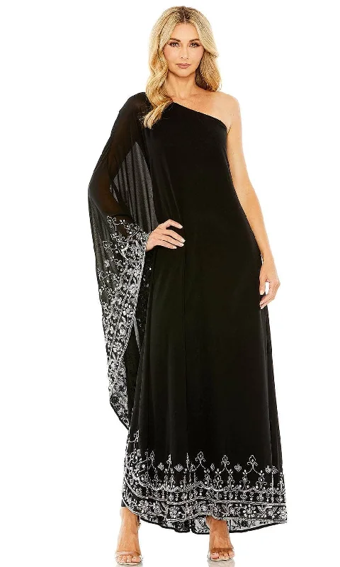 Plus size dresses with soft textures feel cozy -Mac Duggal 9251 - Asymmetric Chiffon Sheath Dress