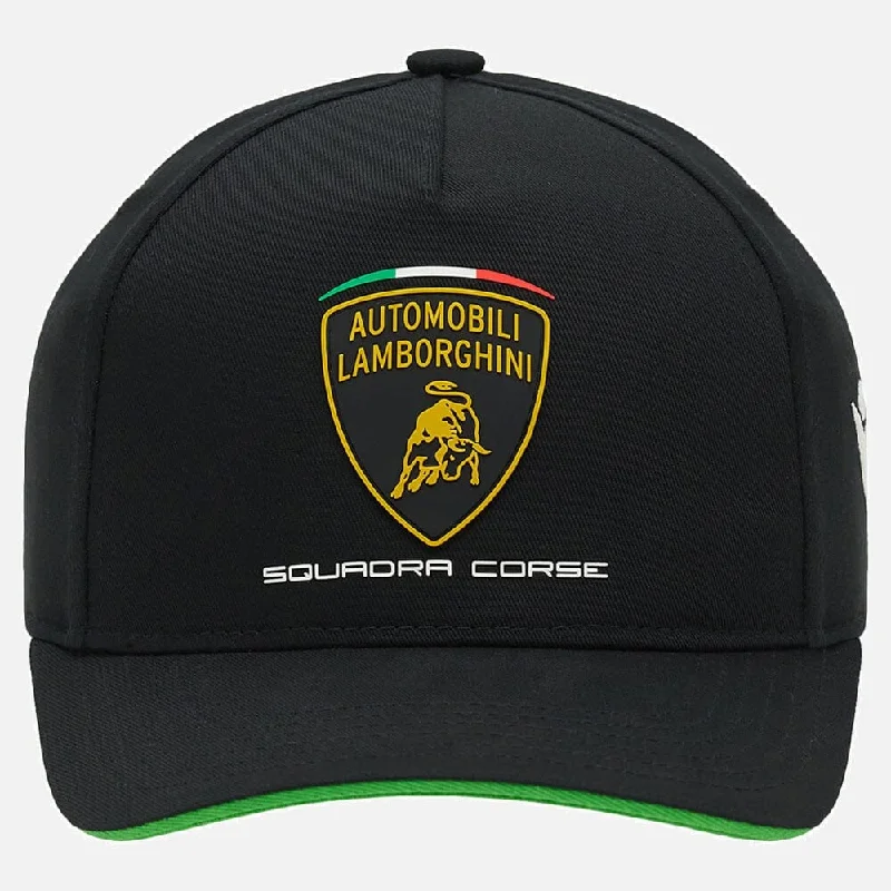 Mesh dad cap for ventilated hot days -Automobili Lamborghini Squadra Corse Team Hat - Black