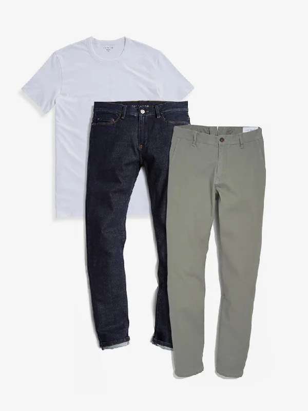 Office Jeans for Professional -Set 02: 1 pair of Chinos + 1 Driggs Tee + 1 pair of Jeans