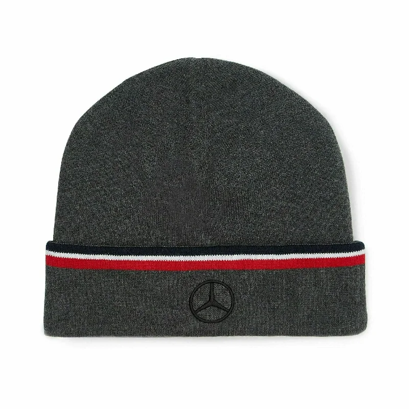 Soft cotton cap with breathable mesh back -Mercedes Benz AMG Petronas F1 Team Beanie- Gray