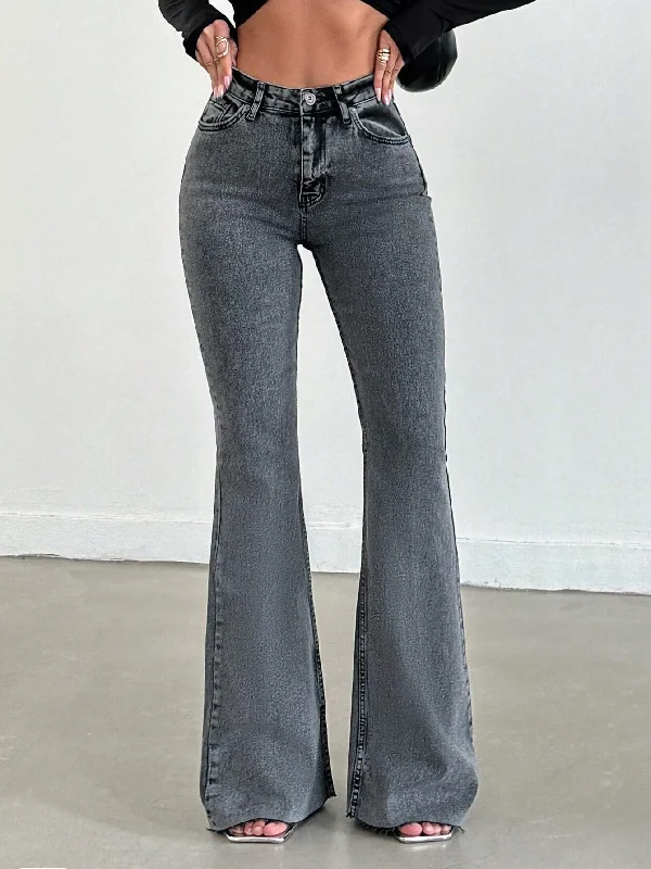 Cargo Jeans for Utility -Neutral Grey Bootleg High Rise Jeans