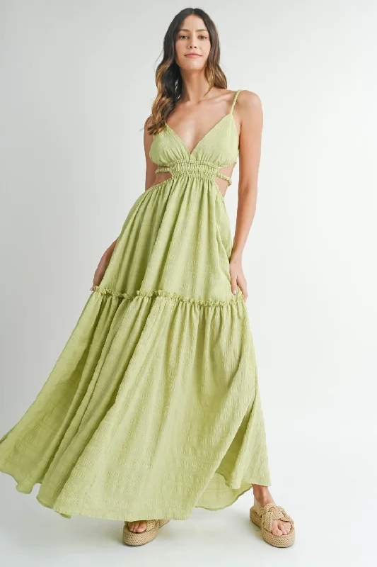 Plus size dresses for festive events shine loud -MABLE Cutout Waist Backless Maxi Dress