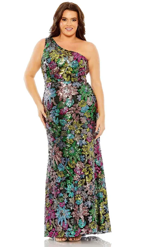 Plus size dresses featuring tie-dye patterns are quirky -Mac Duggal 68545 - Floral Sequin Gown