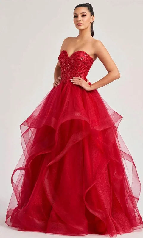 Plus size dresses featuring ombre effects look artsy -Colette By Daphne CL8290 - Strapless Tiered Prom Gown