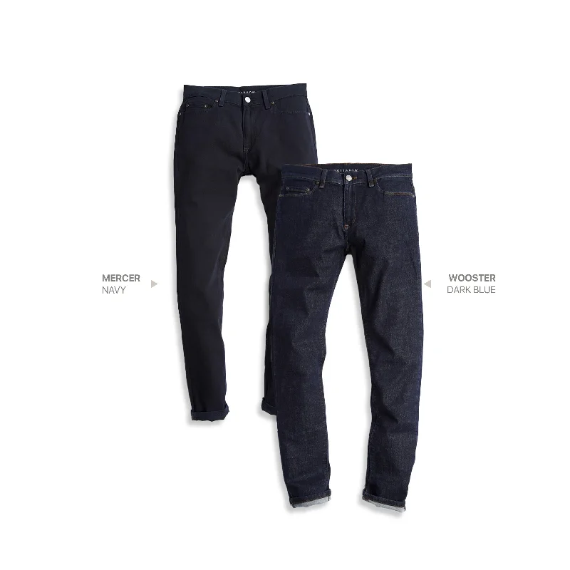 Cuffed Jeans for Stylish Touch -Skinny Mercer Navy and Wooster Dark Blue 2-Pack Jeans