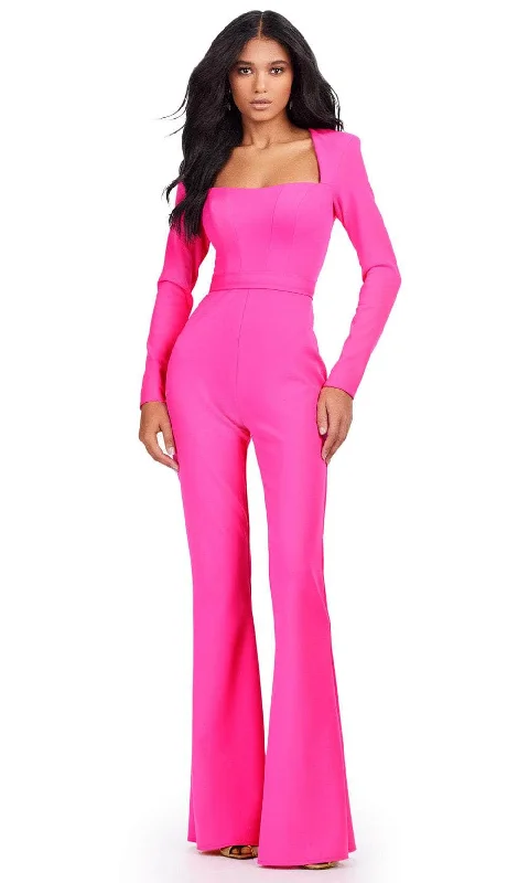 Trendy plus size dresses with bold prints stand out -Ashley Lauren 11530 - Long Sleeve Cutout Jumpsuit