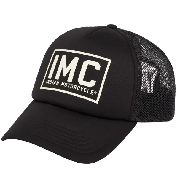 Premium cap with leather strap accent -Rectangle IMC Cap, Black