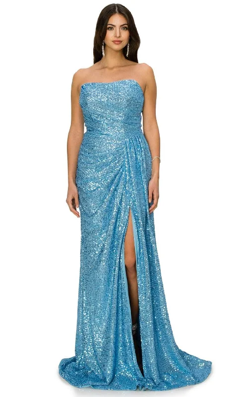 Plus size dresses featuring laser-cut details are unique -Cinderella Couture 8052J - Ruched All over Sequin Prom Gown