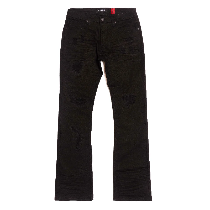 High-end Jeans for Exclusivity -M1948 Benini Twill Stacked Jeans - Black