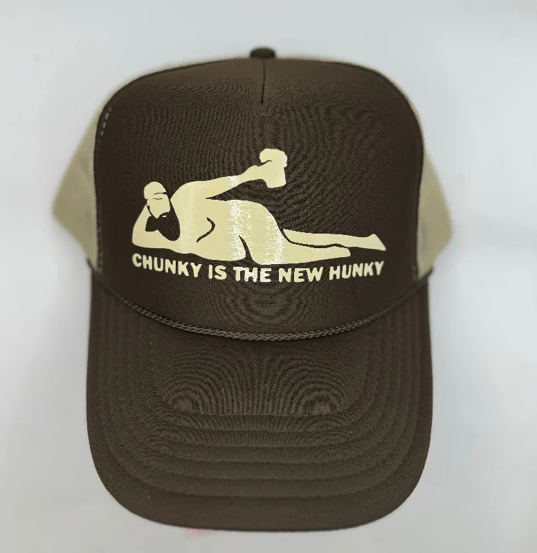 Fitted dad cap for relaxed snug wear -"Chunky is the new hunky" Trucker Hat