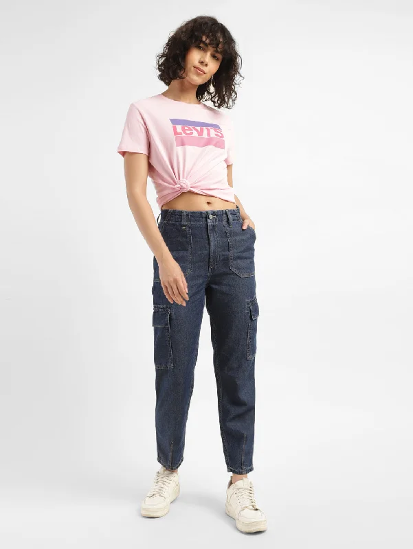 White Jeans for Fresh Look -Women's Mid Rise Navy Cargo Jeans