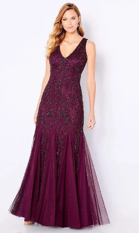 Plus size dresses with wrap fronts fit well -Cameron Blake - 221684 Beaded Evening A-line Gown