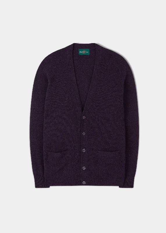 Lightweight sports cap with UV protection -Cornwall Lambswool Cardigan in Elderberry - Classic Fit