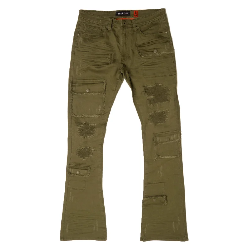 Organic Jeans for Natural -M1968 Cesare Stacked Jeans - Olive