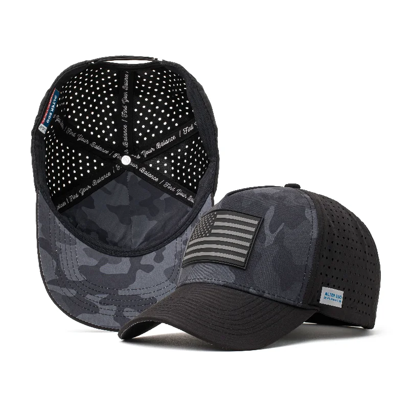 Denim snapback cap for casual cool edge -Coaster Splash Dark Camo Flag