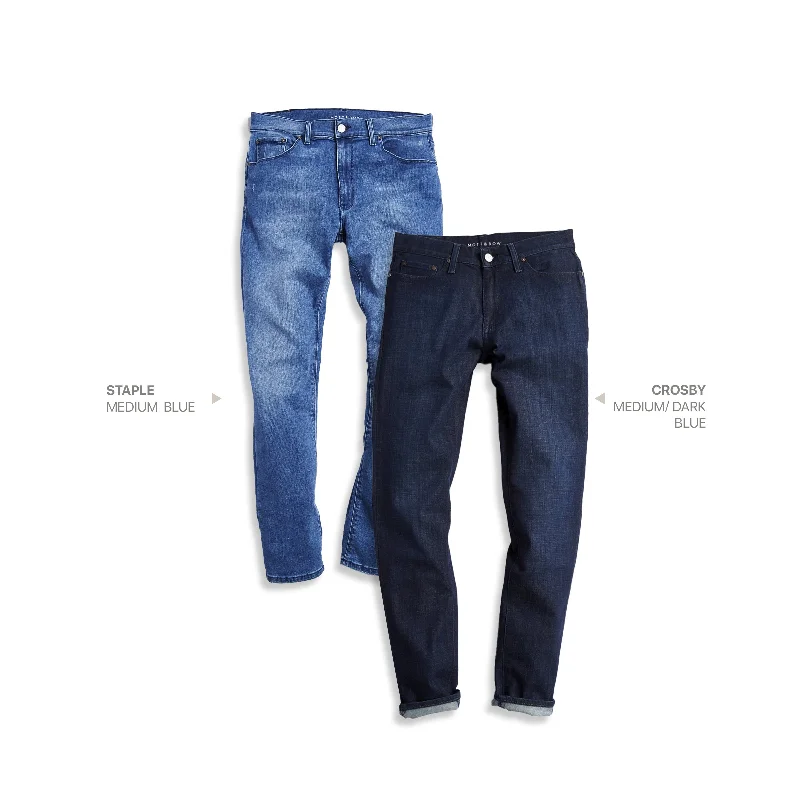 White Jeans for Fresh Look -Straight Staple Medium Blue and Crosby Medium/Dark Blue 2-Pack Jeans