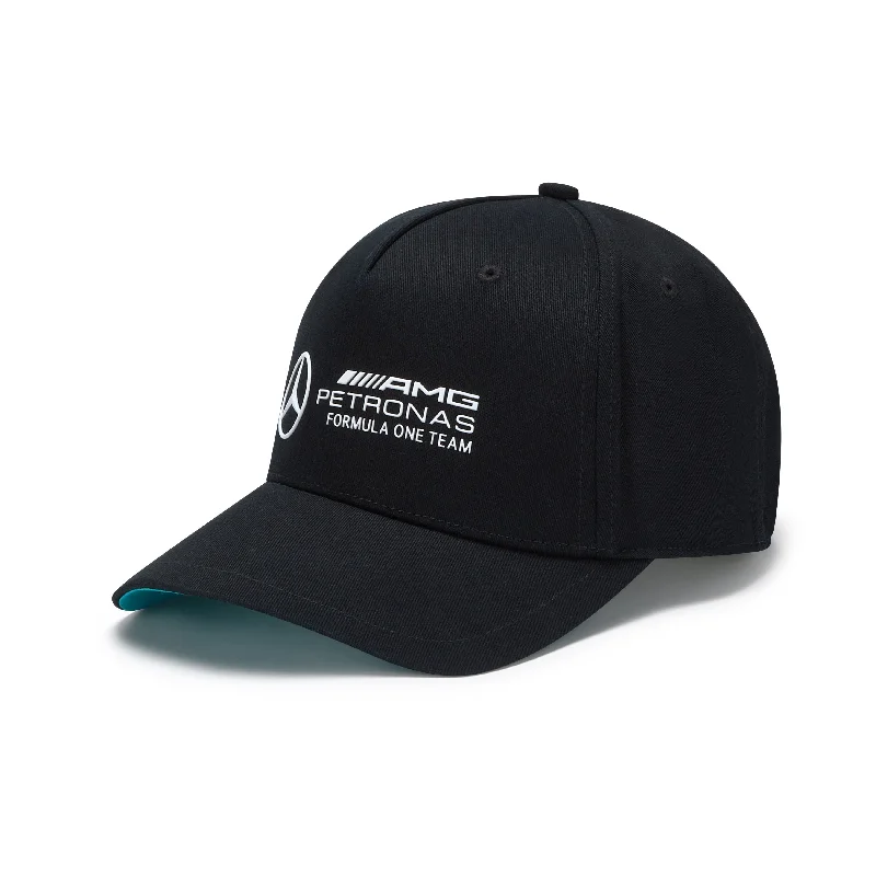 Designer cap for high-end brand appeal -Mercedes Benz AMG Petronas F1 Kids Large Logo Hat -Youth Black