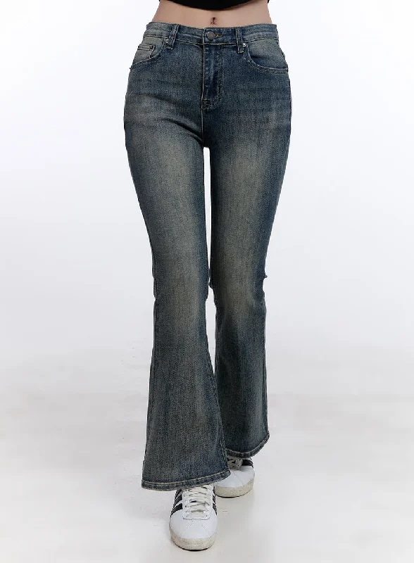 High Waisted Jeans for Shape -Samantha Washed Bootcut Jeans CJ513