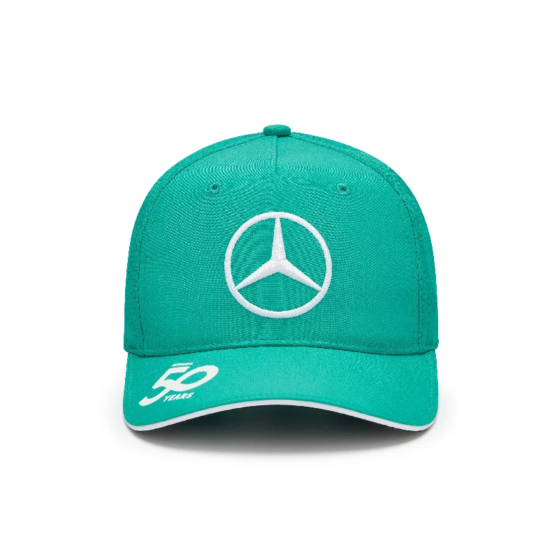 Adjustable cap with sturdy velcro closure -Mercedes AMG Petronas F1 2024 Team "50 Years" Baseball Hat- Green