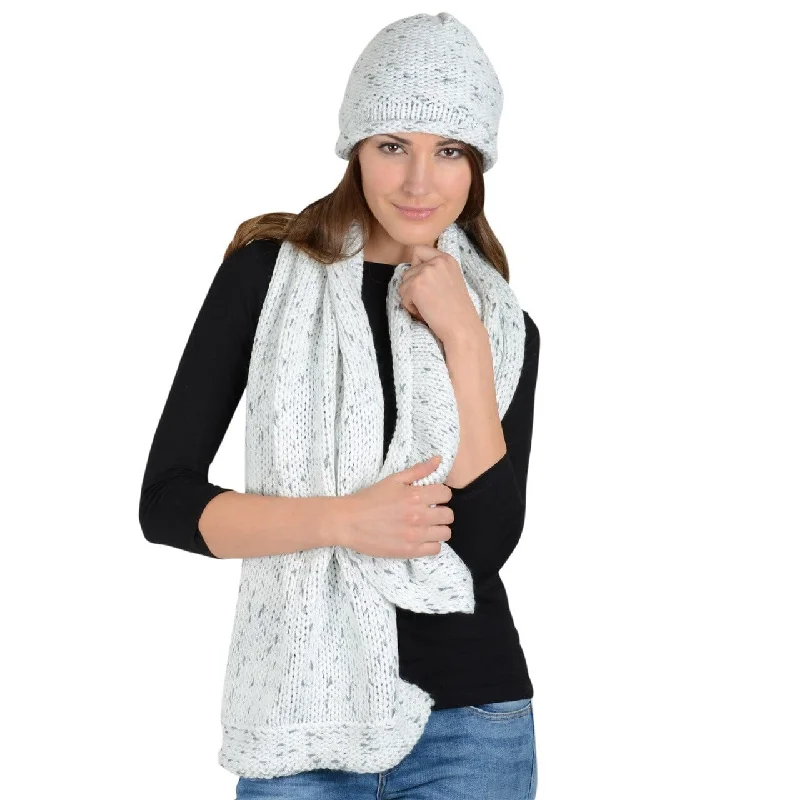 Durable canvas cap for rugged outdoor use -Khloe Ivory Winter Accessories With Grey/Silver Threads