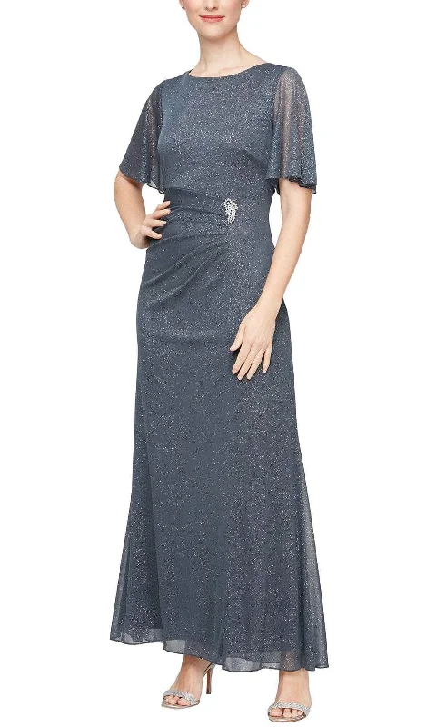 Plus size dresses featuring geometric prints are trendy -SLNY 9233153 - Glitter Mesh Embellished Dress