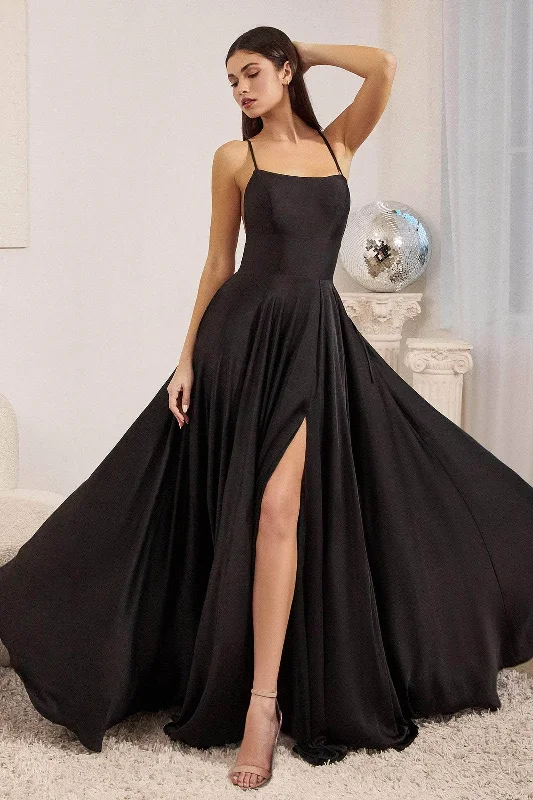 Plus size dresses featuring chiffon layers feel airy -Ladivine CJ527 - Scoop Prom Dress with Slit