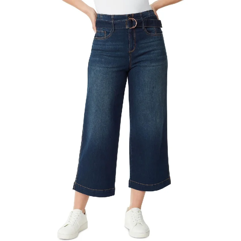 Hiking Jeans for Trail -Gloria Vanderbilt Womens Belted Wide Leg Cropped Jeans