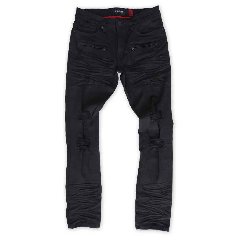 Graduation Jeans for Milestone -M1925 Rochester Coded Shredded Jeans - Black/Black