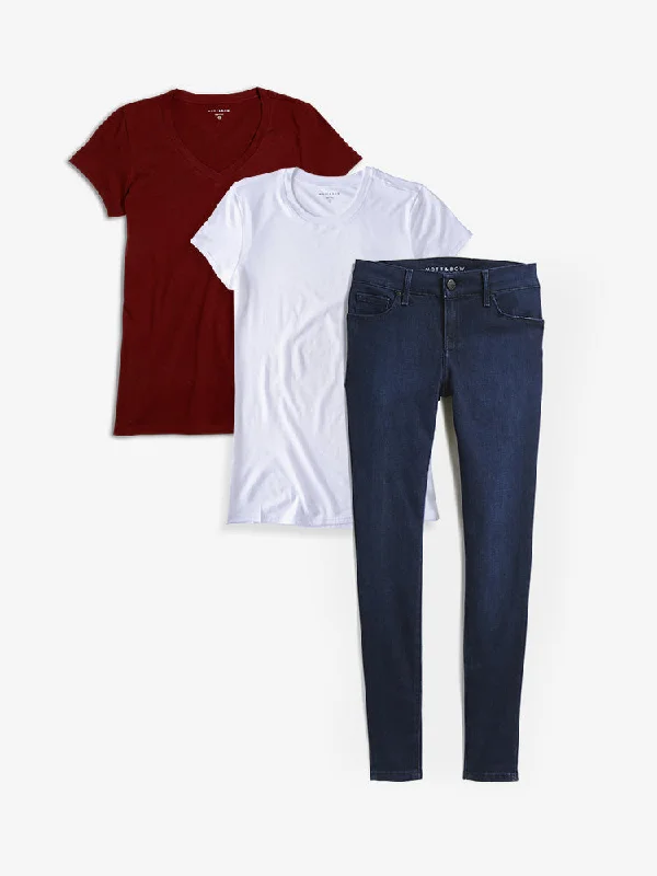 Business Jeans for Dressy -Set 02: 2 Marcy Tees + 1 pair of Jeans