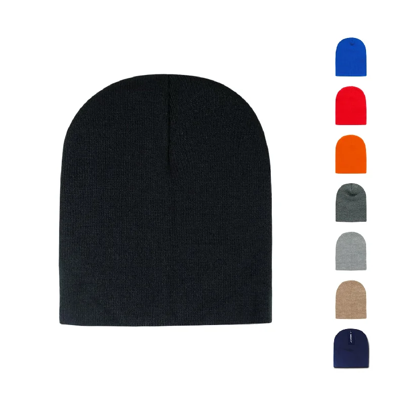 Soft cotton cap with breathable mesh back -Decky 187 Short Knit Beanies Ski Skull Winter Warm Hats Caps Blank