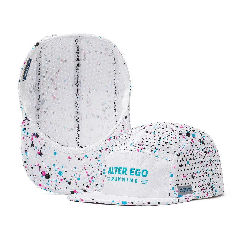 Neon graphic cap for eye-catching night runs -Cruiser Splash Paint Splatter White